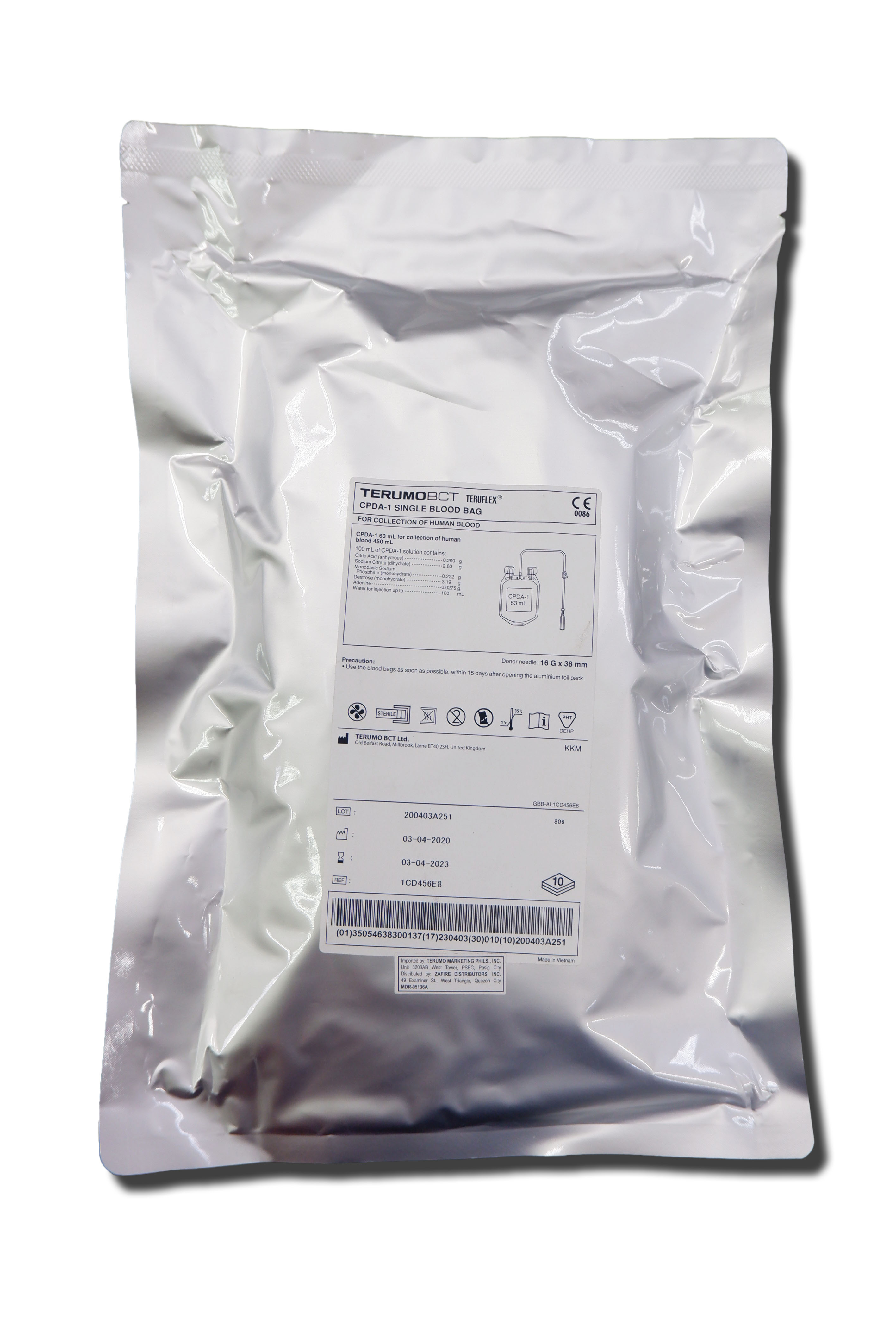 BLOOD BAG SINGLE 450ML TERUMO 10'S