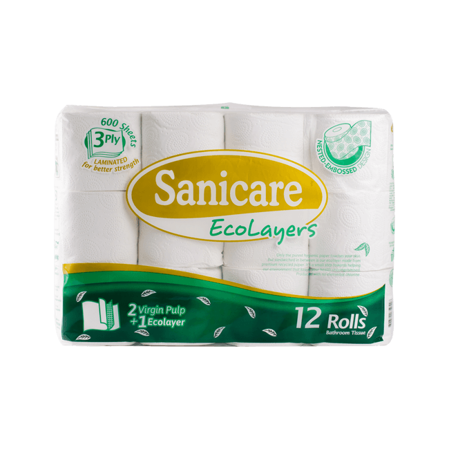 TISSUE SANICARE ECOLAYER B.T 3PLY 12ROLL